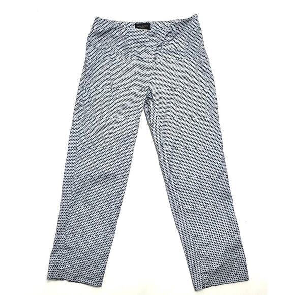 Piazza Sempione Audrey Pants 44 Medium Side Zip Cotton Blue Ankle Patterned - Picture 1 of 10